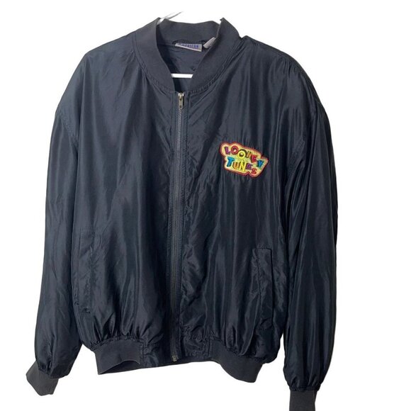 Vintage 90s Mens Bomber Jacket Size Medium Marvin the Martian Silk Looney Tunes - Picture 2 of 7